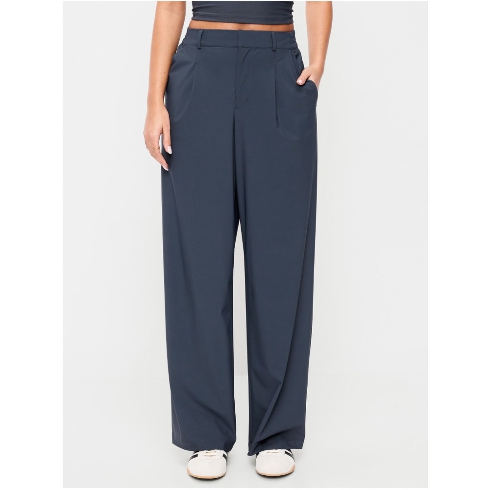 Old Navy High-Waisted SleekTech Trouser Pants Large Tall Dusk Navy NWT